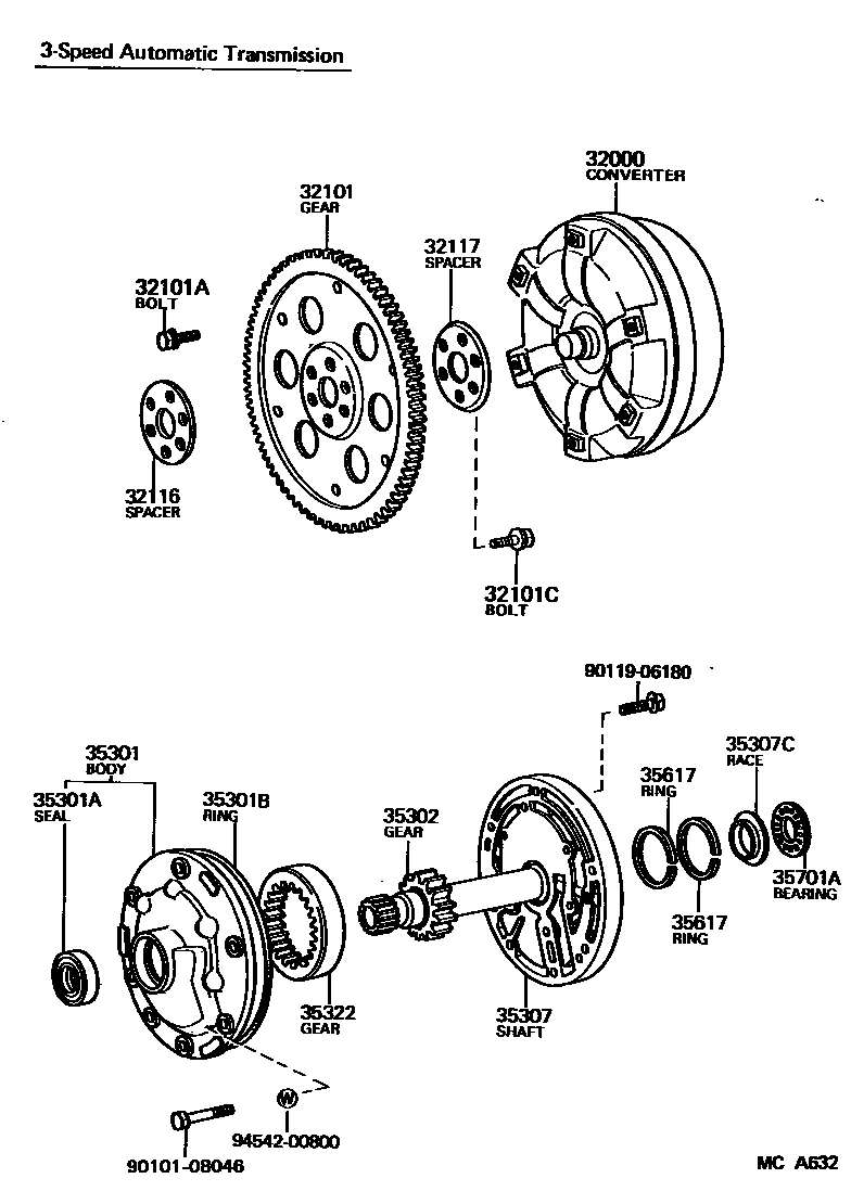 3502 — TORQUE CONVERTER, FRONT OIL PUMP & CHAIN (ATM)