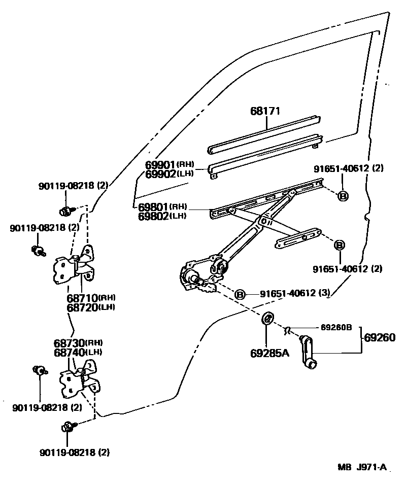 6754 — FRONT DOOR WINDOW REGULATOR & HINGE