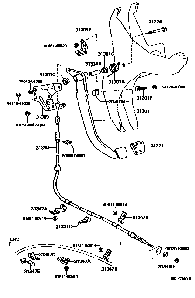 3102 — CLUTCH PEDAL & FLEXIBLE HOSE