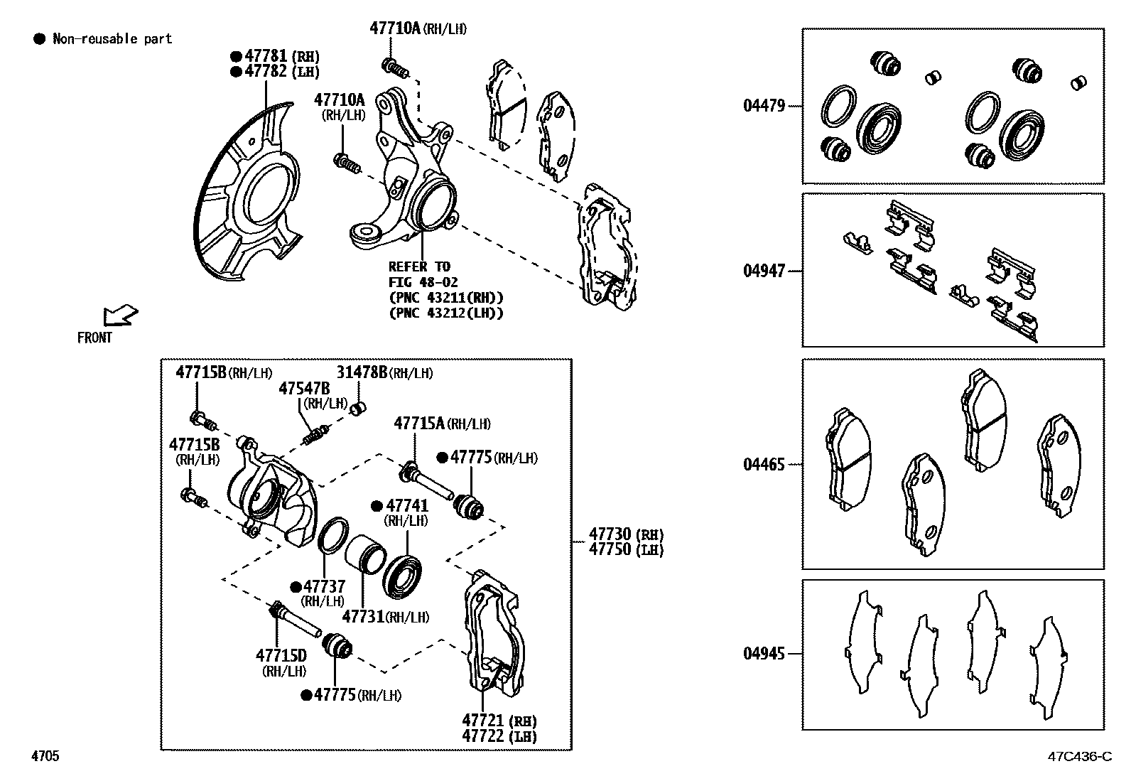 4705 — FRONT DISC BRAKE CALIPER & DUST COVER
