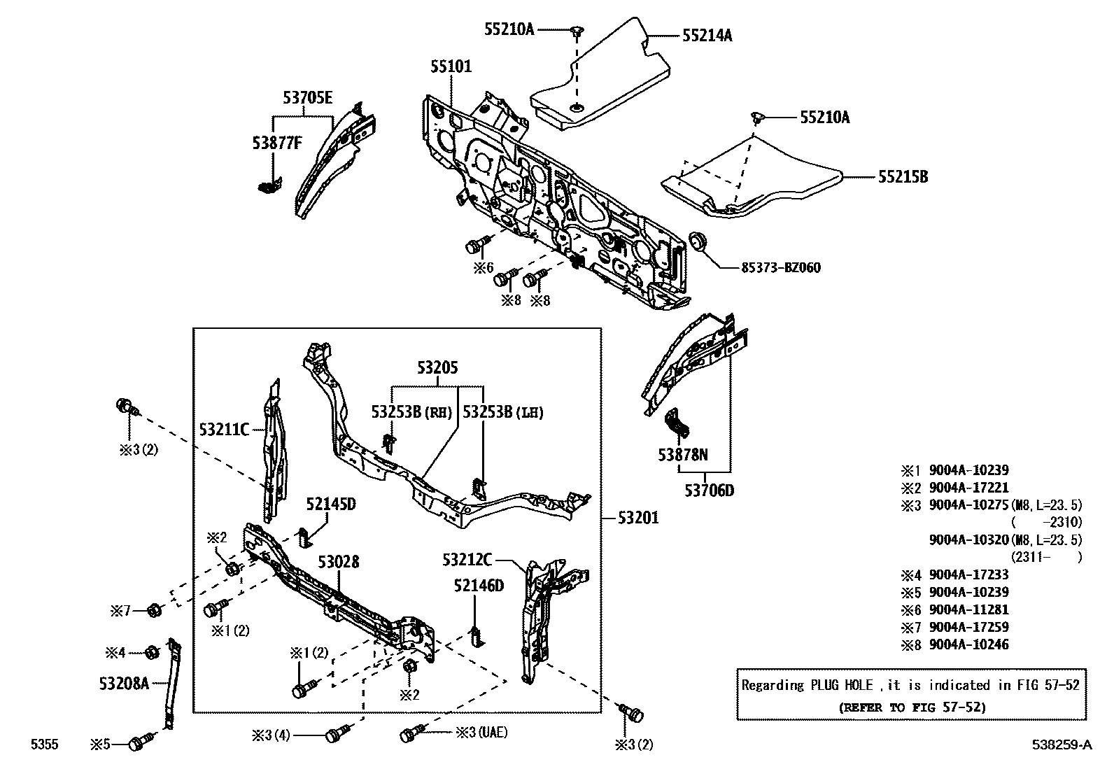 5355 — FRONT FENDER APRON & DASH PANEL