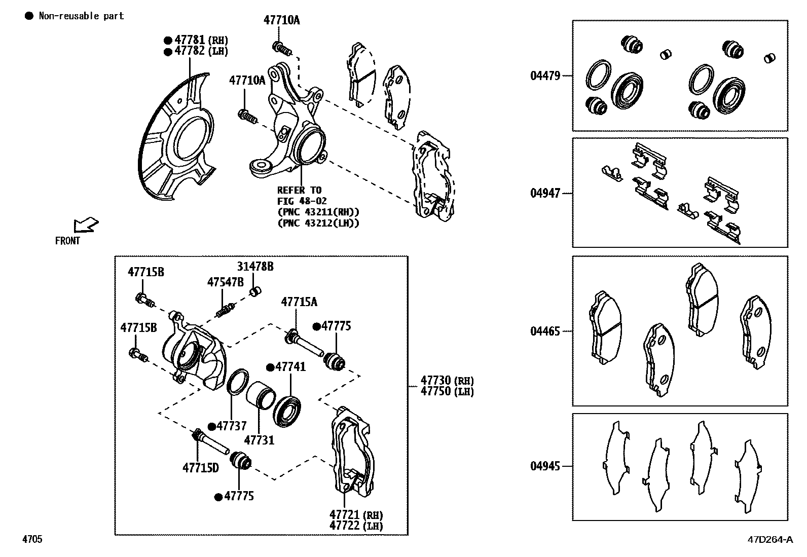 4705 — FRONT DISC BRAKE CALIPER & DUST COVER