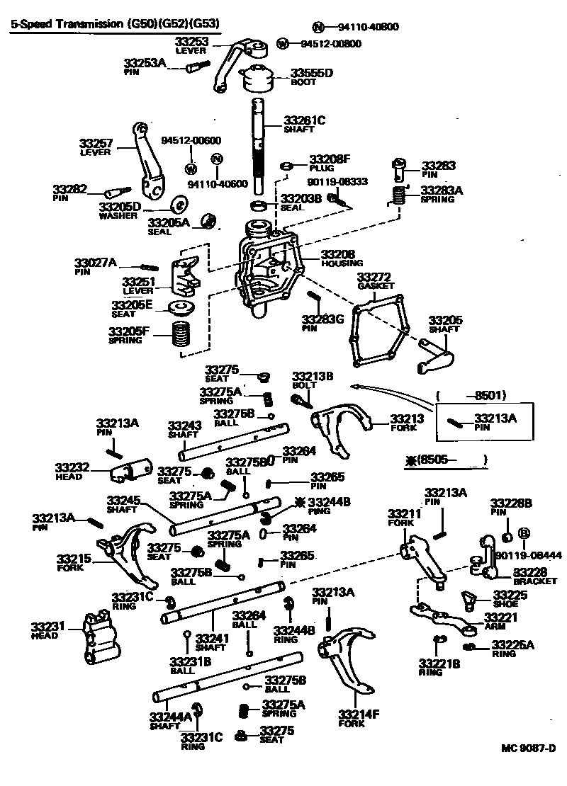 3307 — GEAR SHIFT FORK & LEVER SHAFT (MTM)