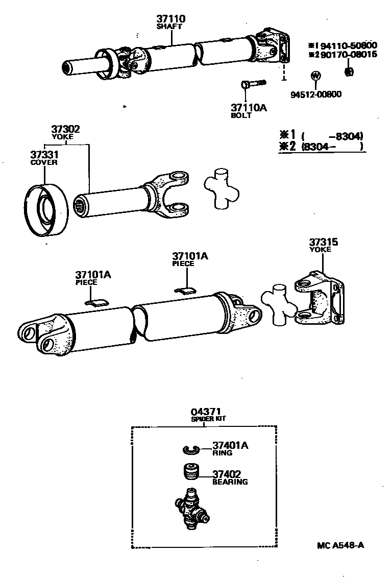 3701 — PROPELLER SHAFT & UNIVERSAL JOINT