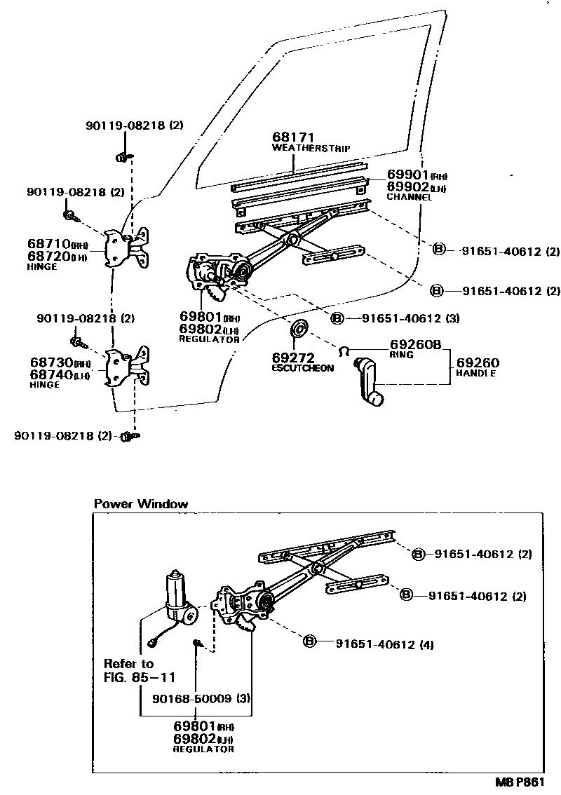 6754 — FRONT DOOR WINDOW REGULATOR & HINGE