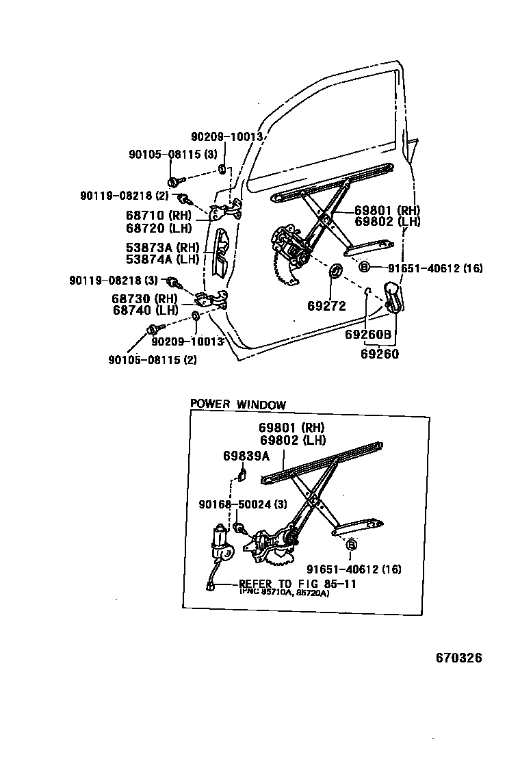 6754 — FRONT DOOR WINDOW REGULATOR & HINGE