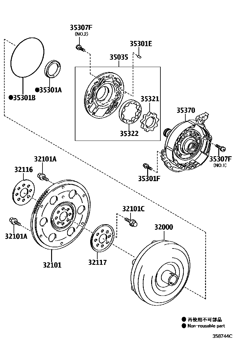 3502 — TORQUE CONVERTER, FRONT OIL PUMP & CHAIN (ATM)
