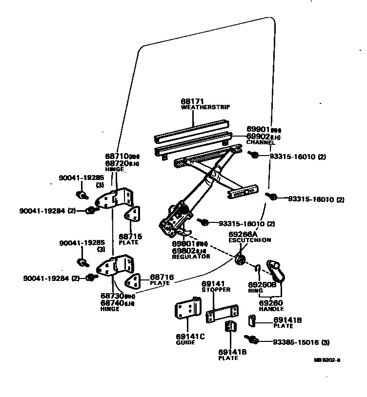 6754 — FRONT DOOR WINDOW REGULATOR & HINGE