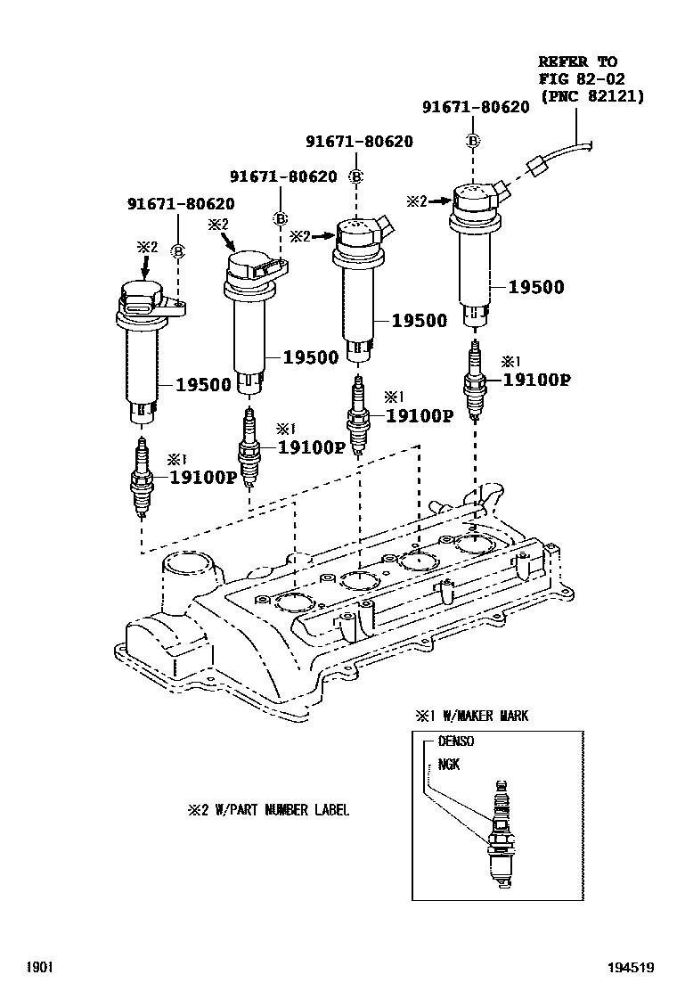 1901 — IGNITION COIL & SPARK PLUG / GLOW PLUG