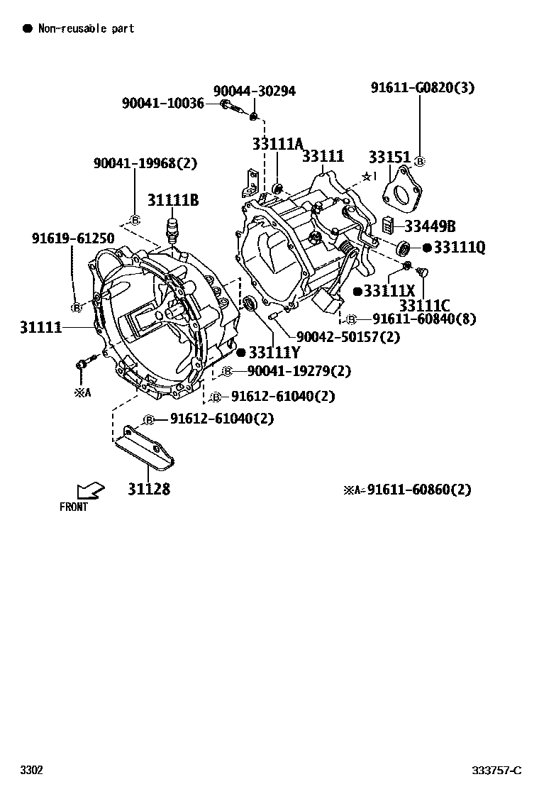 3302 — CLUTCH HOUSING & TRANSMISSION CASE (MTM)