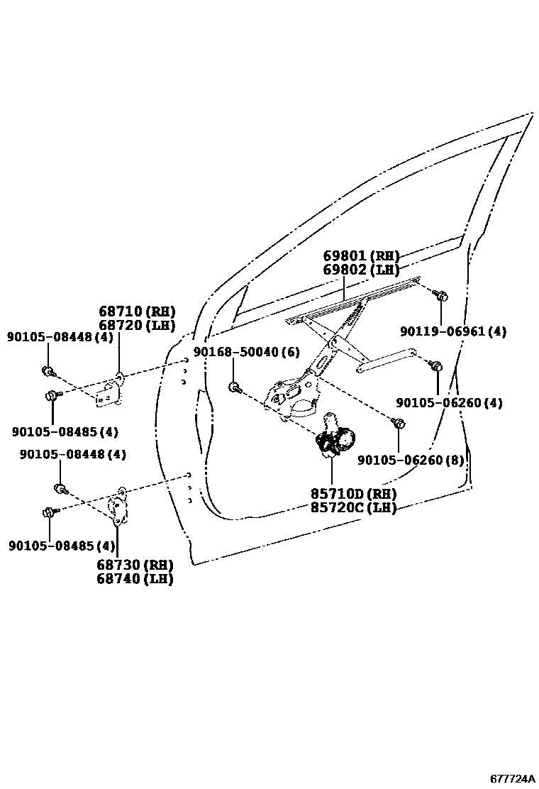 6754 — FRONT DOOR WINDOW REGULATOR & HINGE