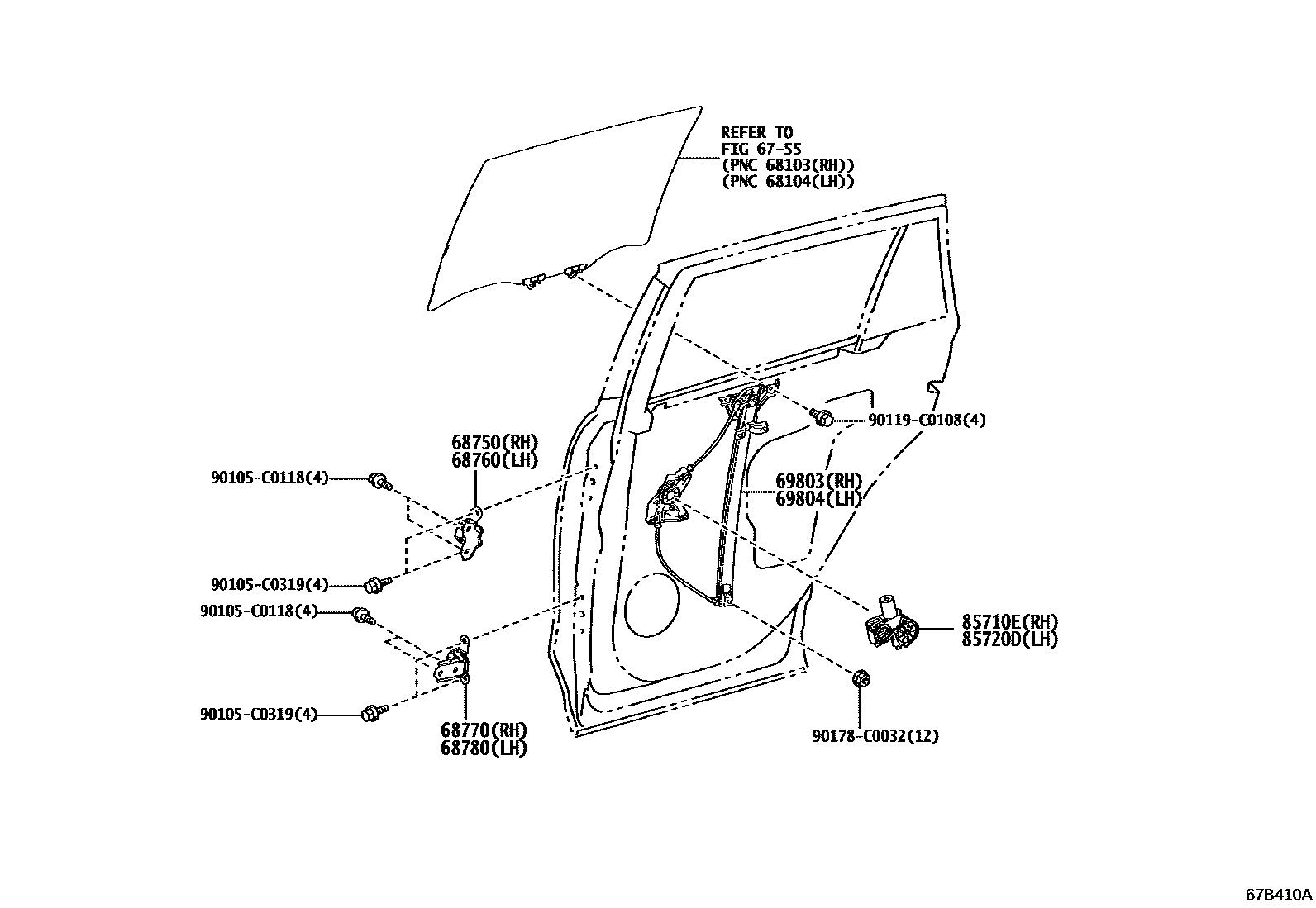 6757 — REAR DOOR WINDOW REGULATOR & HINGE