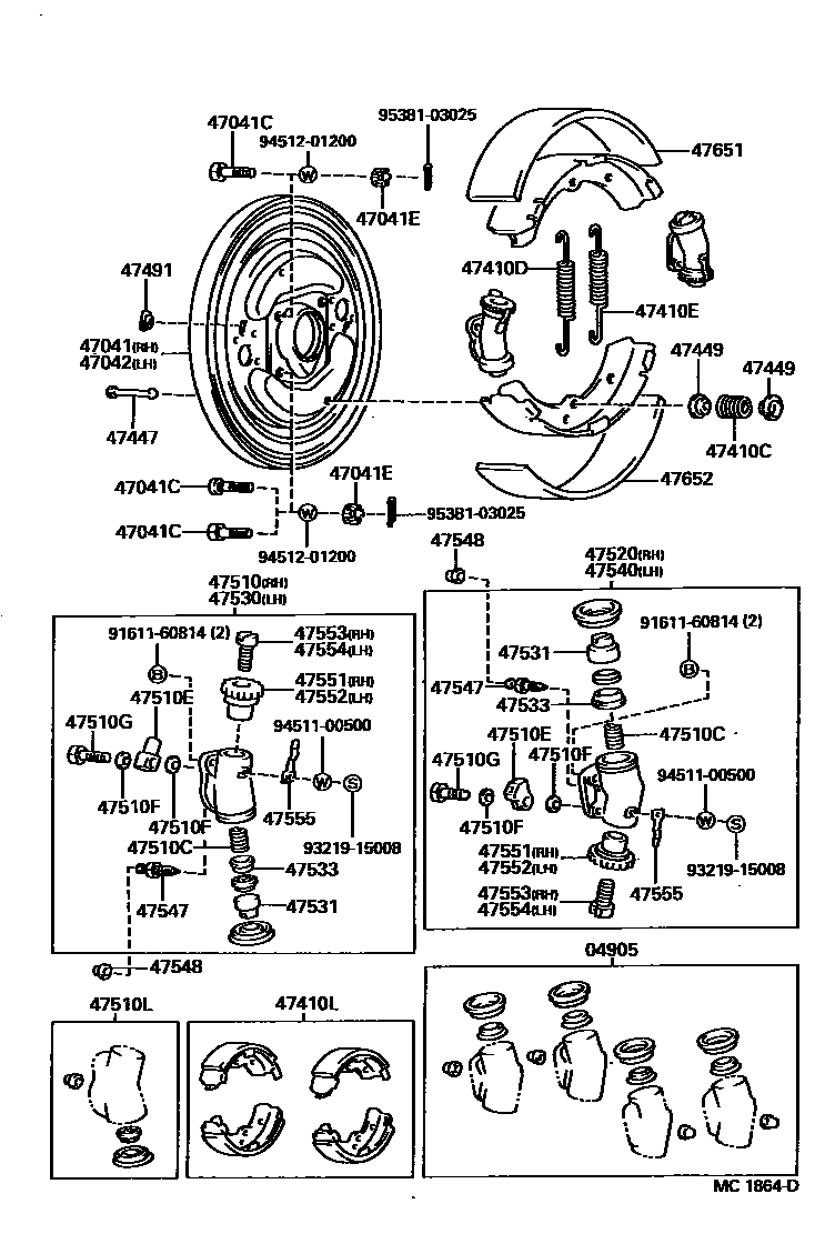4704 — FRONT DRUM BRAKE WHEEL CYLINDER & BACKING PLATE