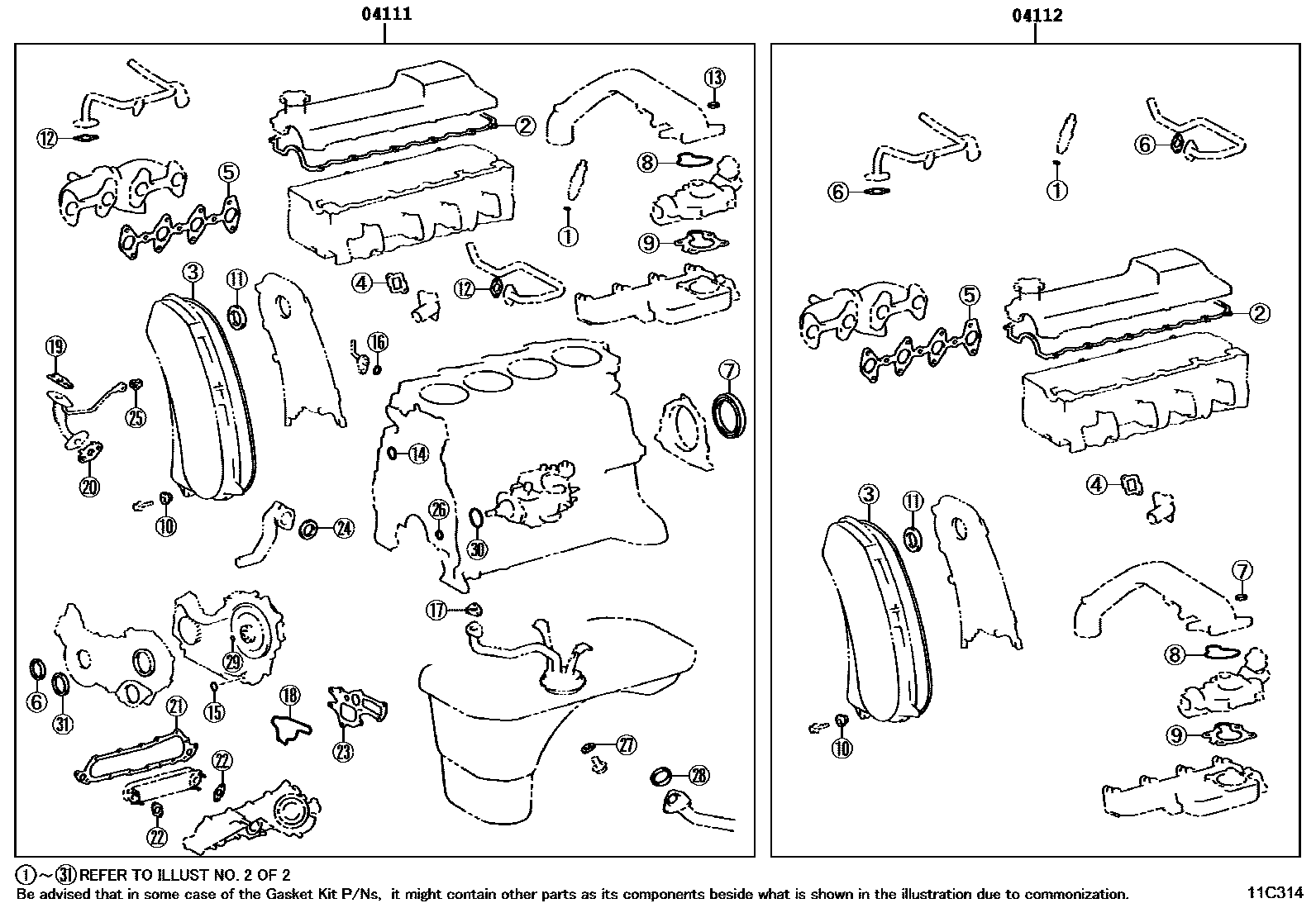 1103 — ENGINE OVERHAUL GASKET KIT