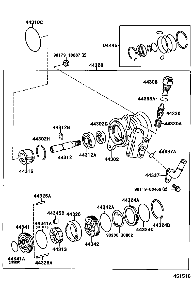 4502 — VANE PUMP & RESERVOIR (POWER STEERING)