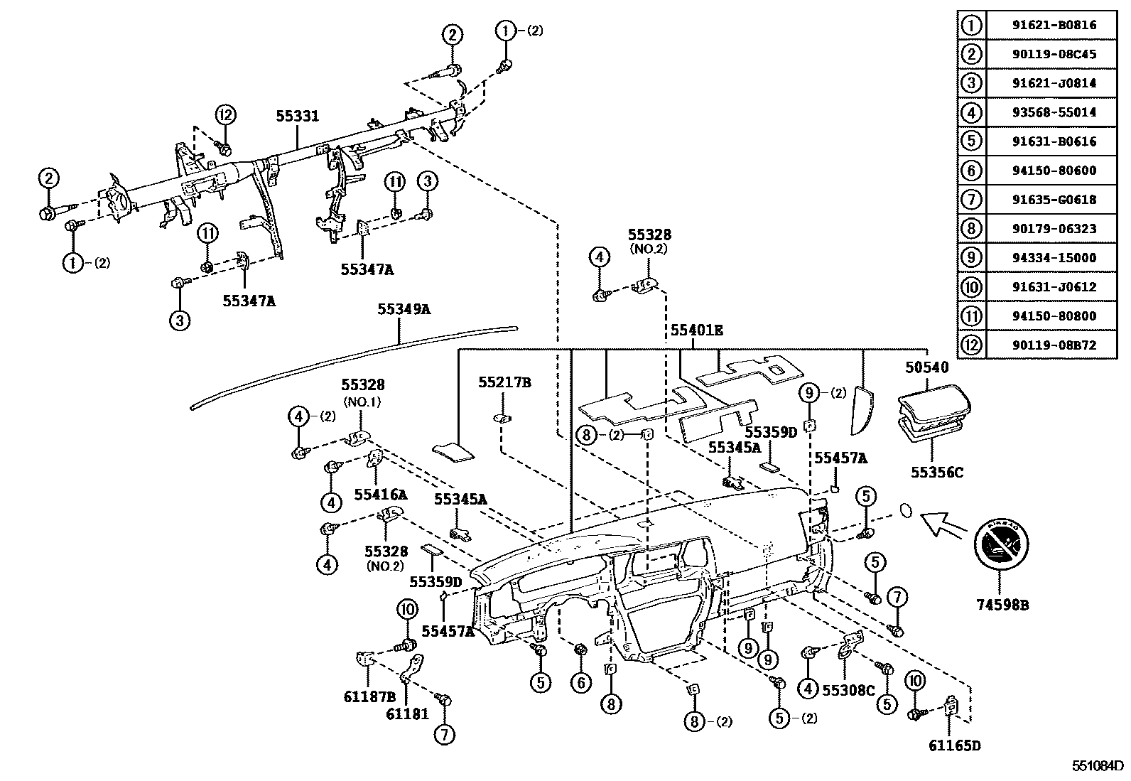 5551 — INSTRUMENT PANEL & GLOVE COMPARTMENT
