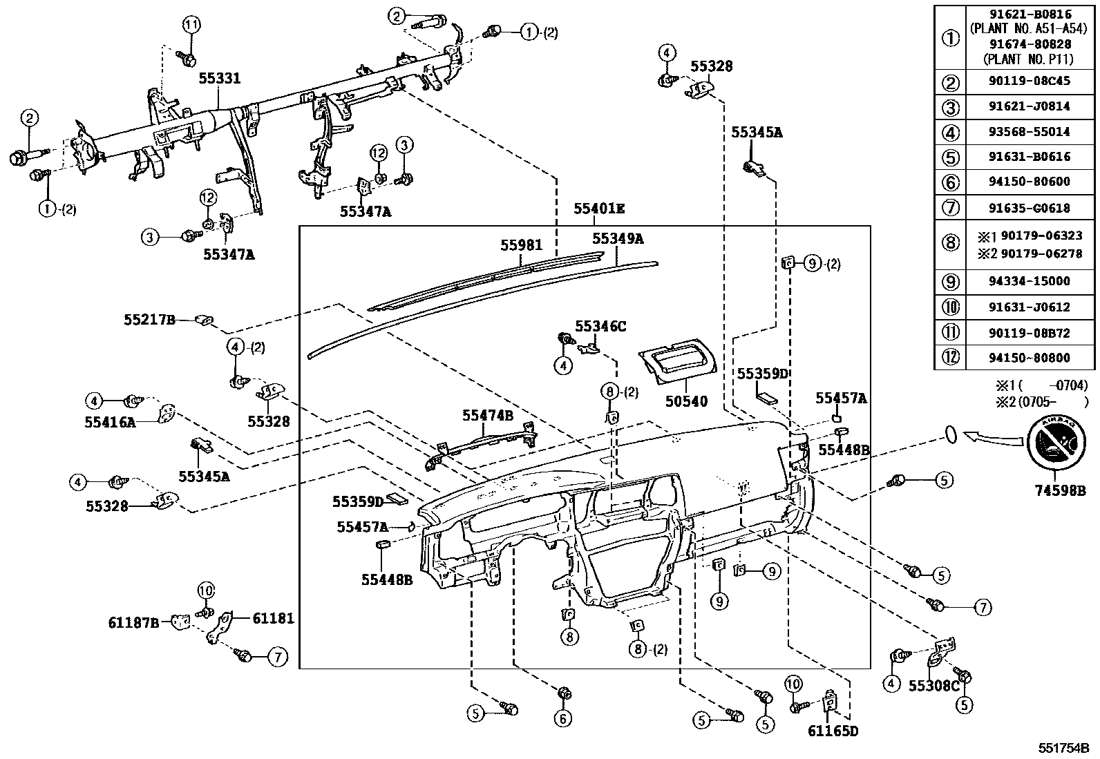 5551 — INSTRUMENT PANEL & GLOVE COMPARTMENT