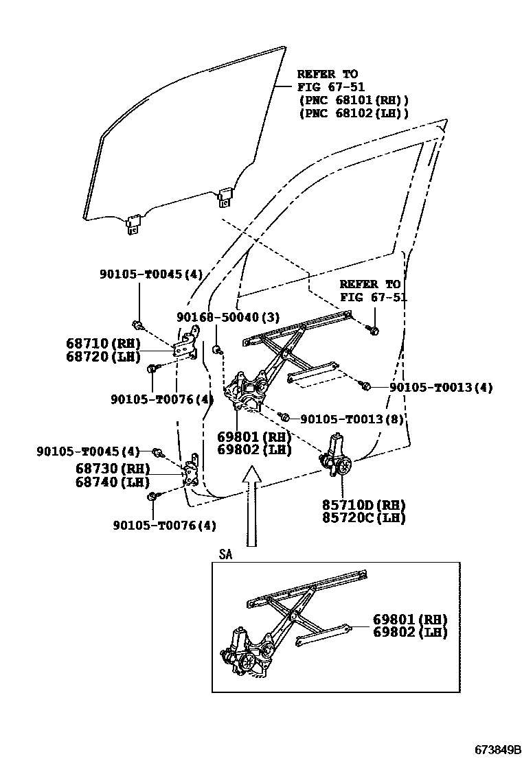 6754 — FRONT DOOR WINDOW REGULATOR & HINGE