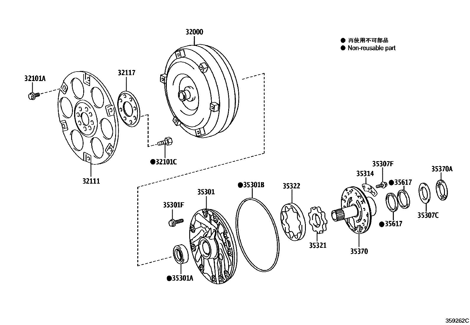 3502 — TORQUE CONVERTER, FRONT OIL PUMP & CHAIN (ATM)