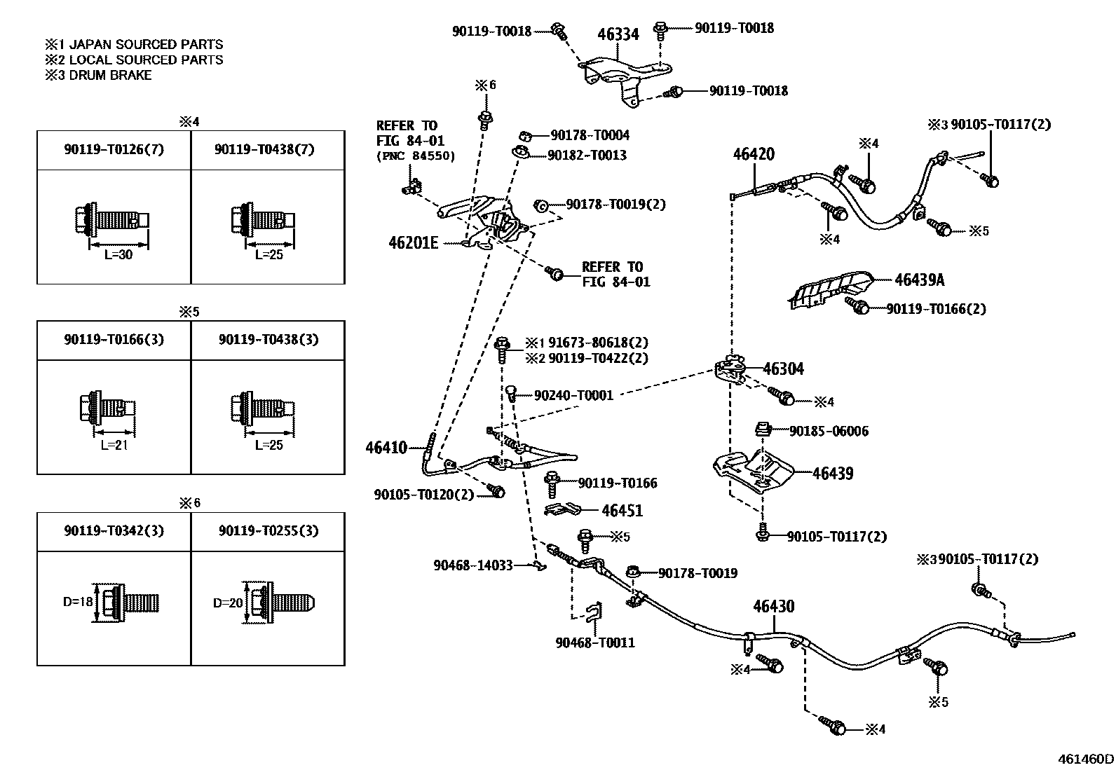 4601 — PARKING BRAKE & CABLE