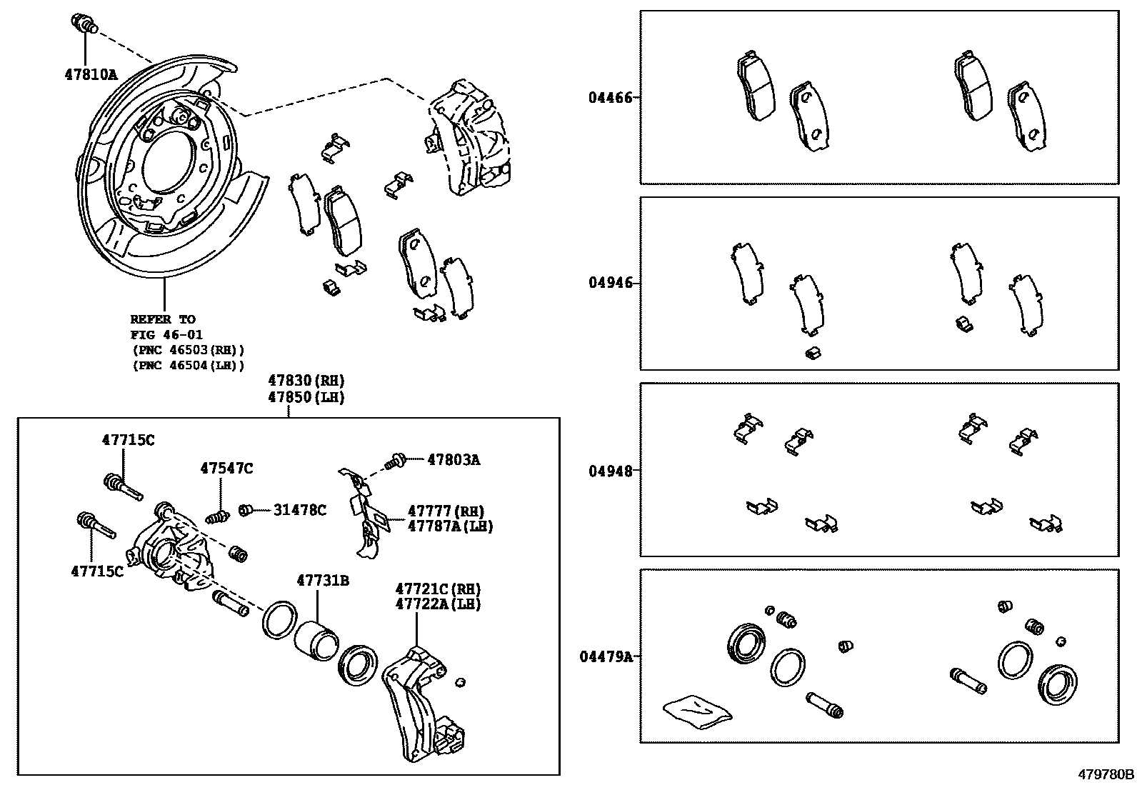 4707 — REAR DISC BRAKE CALIPER & DUST COVER
