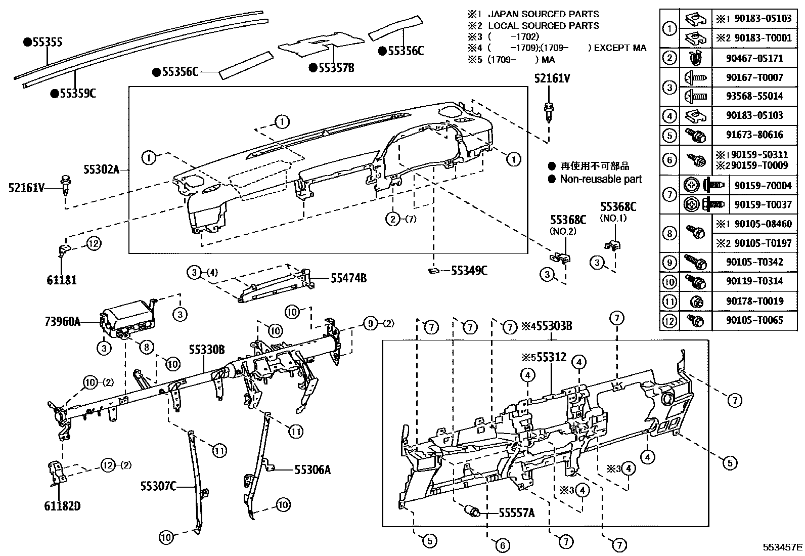 5551 — INSTRUMENT PANEL & GLOVE COMPARTMENT