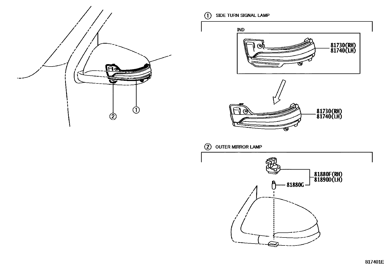 8106 — SIDE TURN SIGNAL LAMP & OUTER MIRROR LAMP