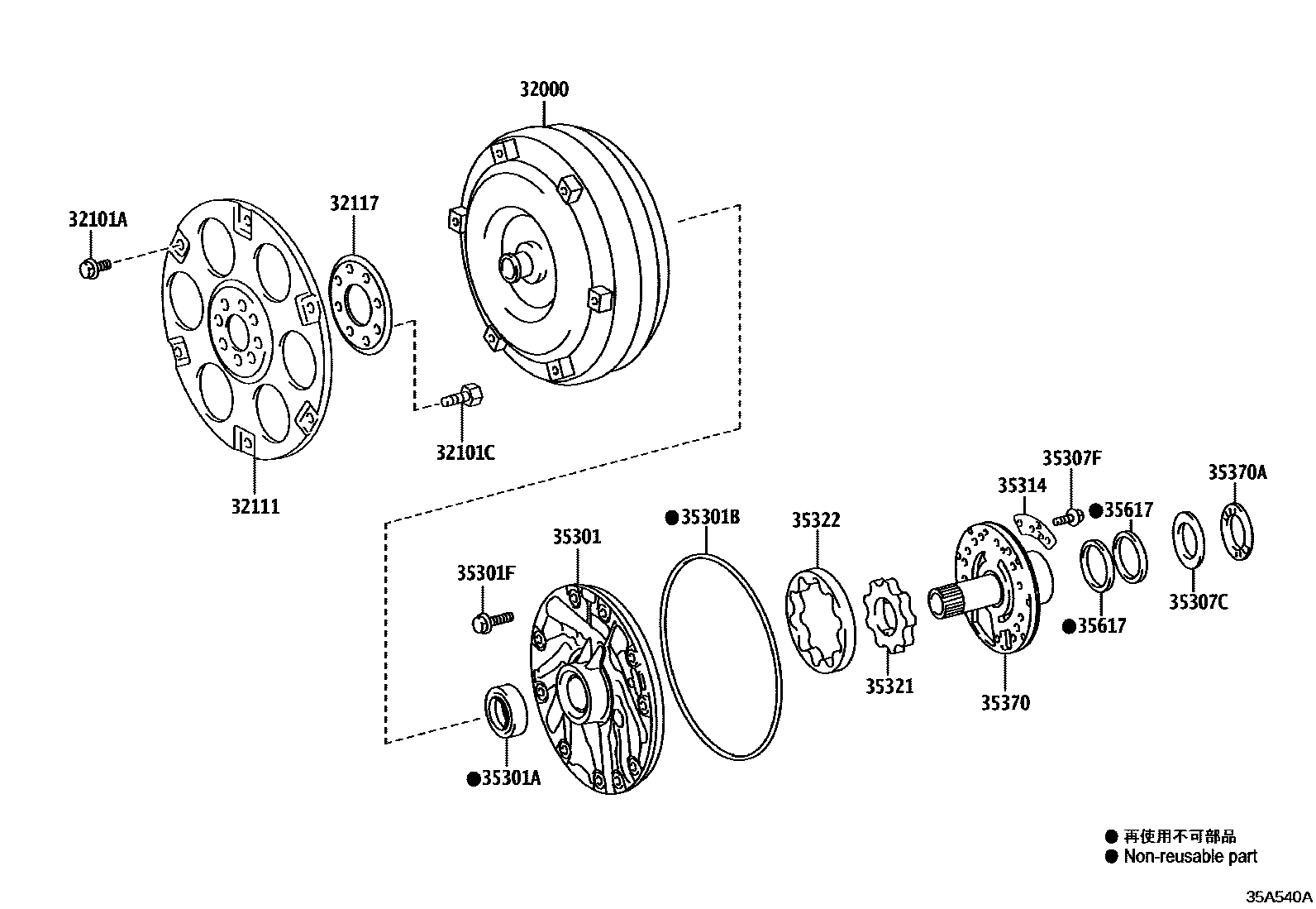 3502 — TORQUE CONVERTER, FRONT OIL PUMP & CHAIN (ATM)