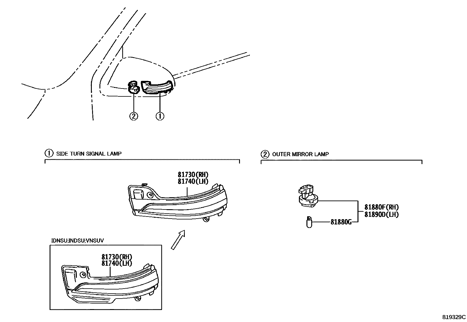 8106 — SIDE TURN SIGNAL LAMP & OUTER MIRROR LAMP