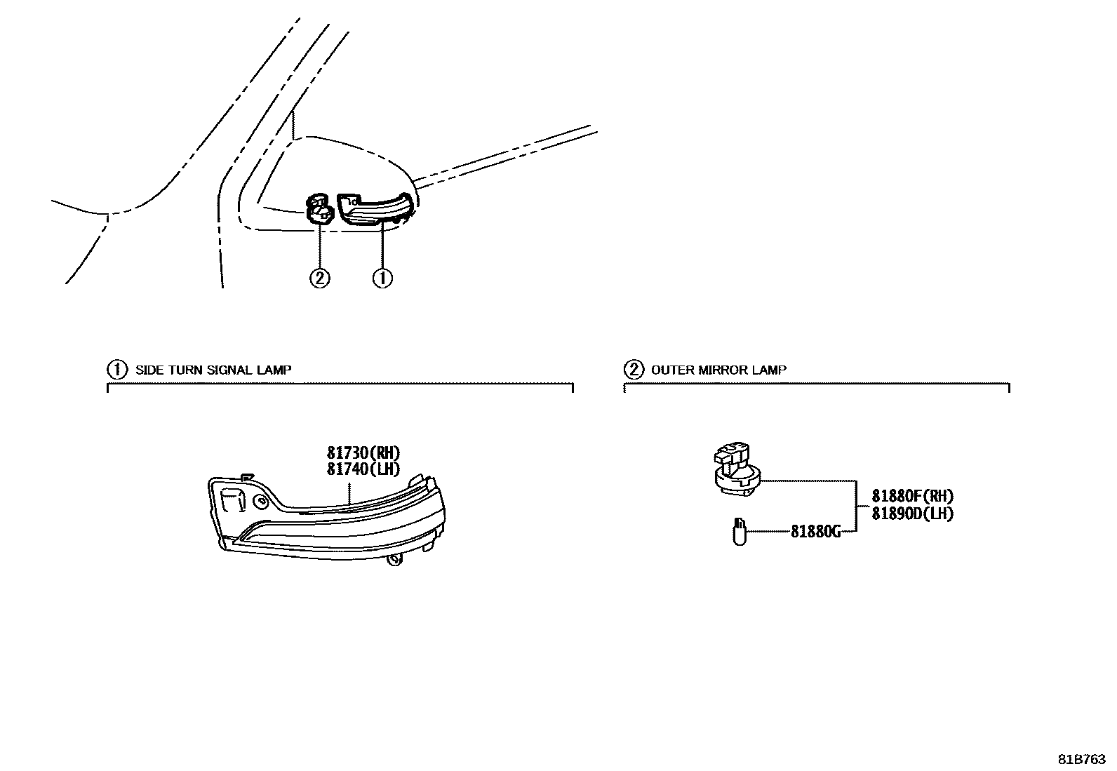 8106 — SIDE TURN SIGNAL LAMP & OUTER MIRROR LAMP
