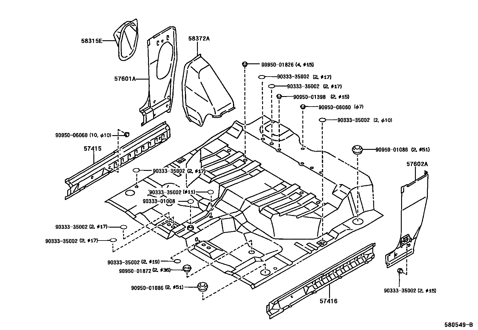 5852 — REAR FLOOR PANEL & REAR FLOOR MEMBER