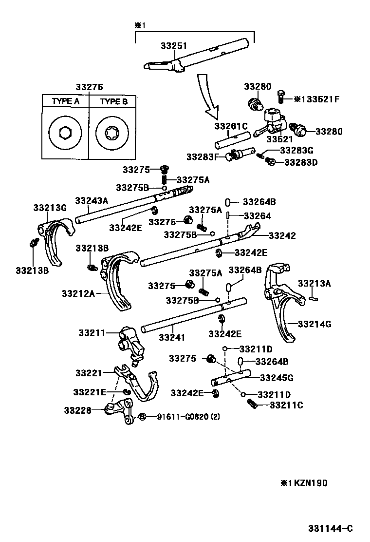 3307 — GEAR SHIFT FORK & LEVER SHAFT (MTM)