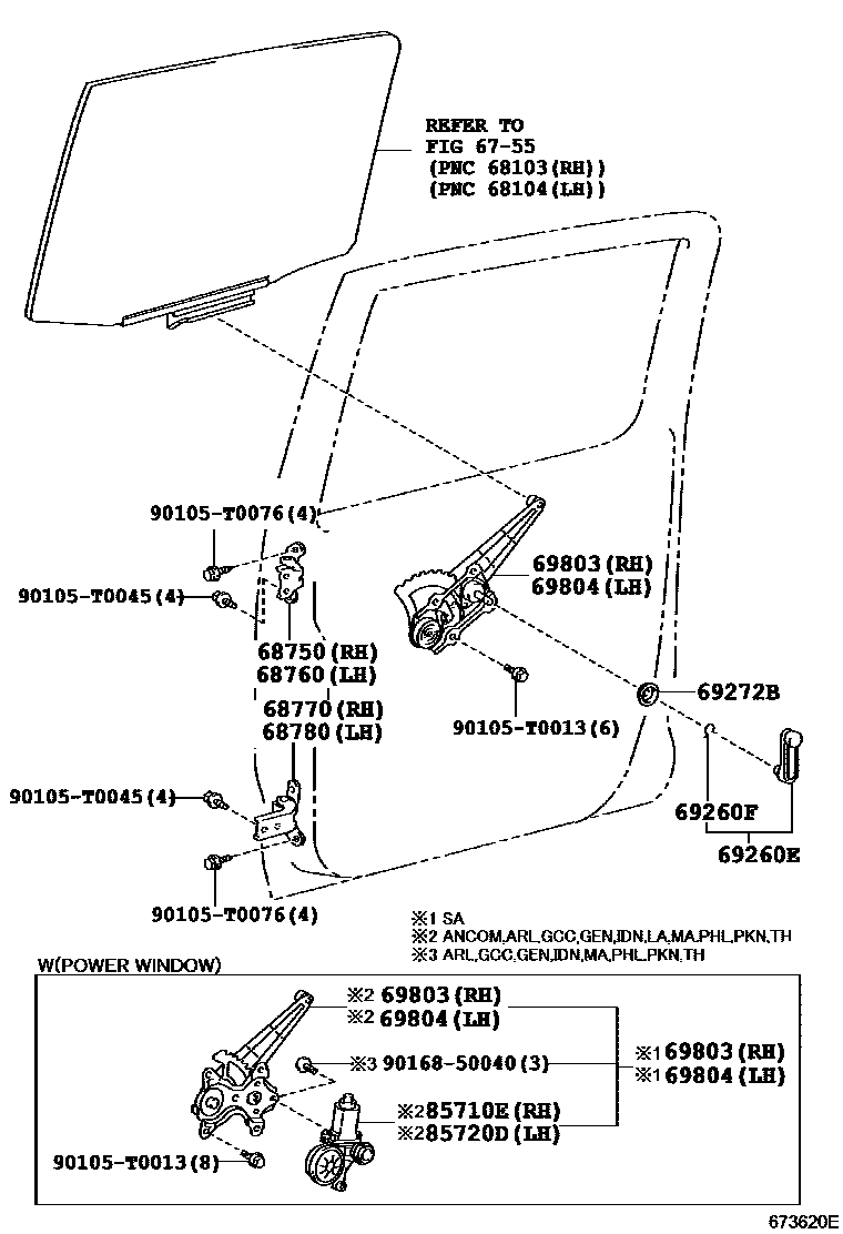 6757 — REAR DOOR WINDOW REGULATOR & HINGE