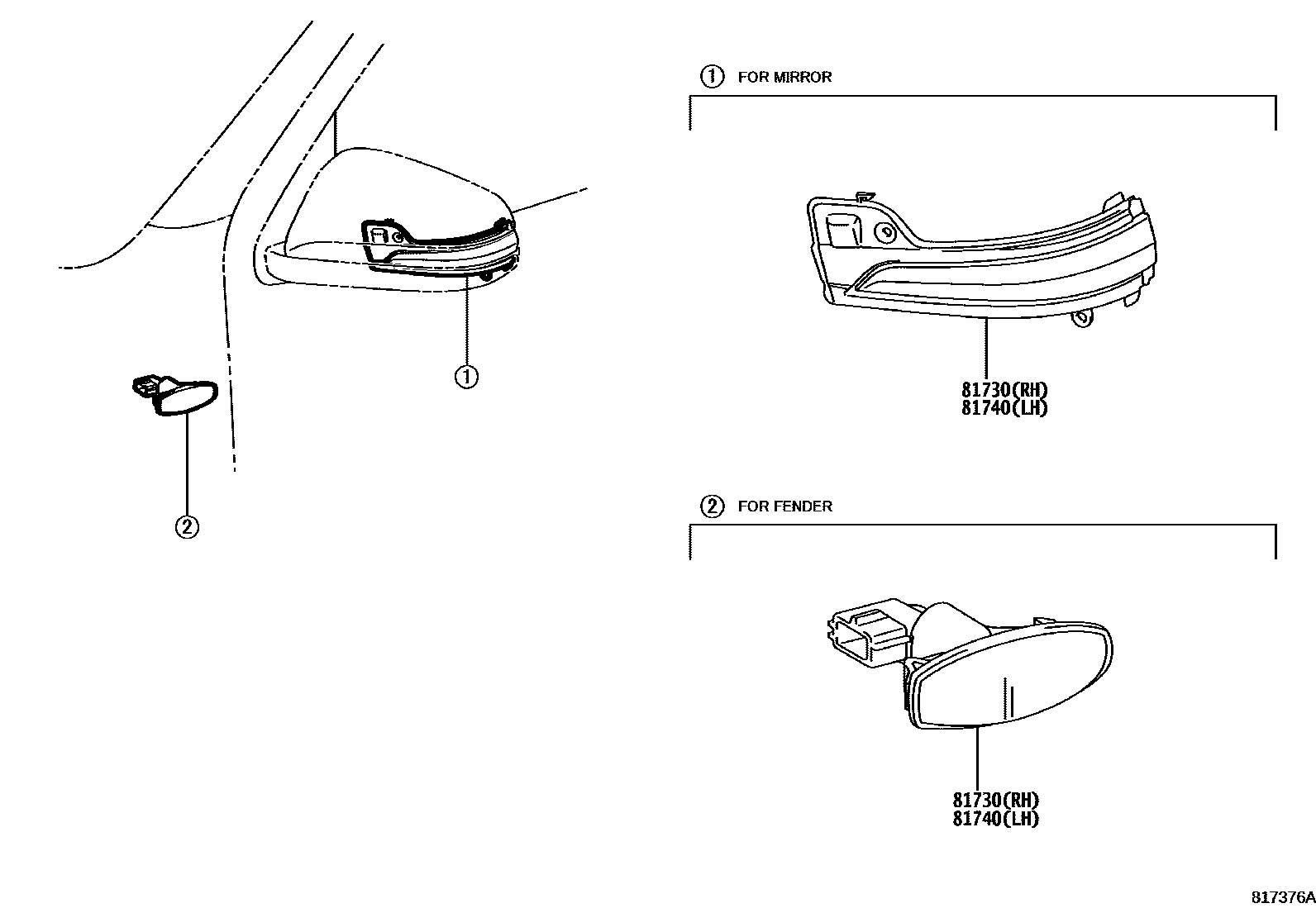 8106 — SIDE TURN SIGNAL LAMP & OUTER MIRROR LAMP