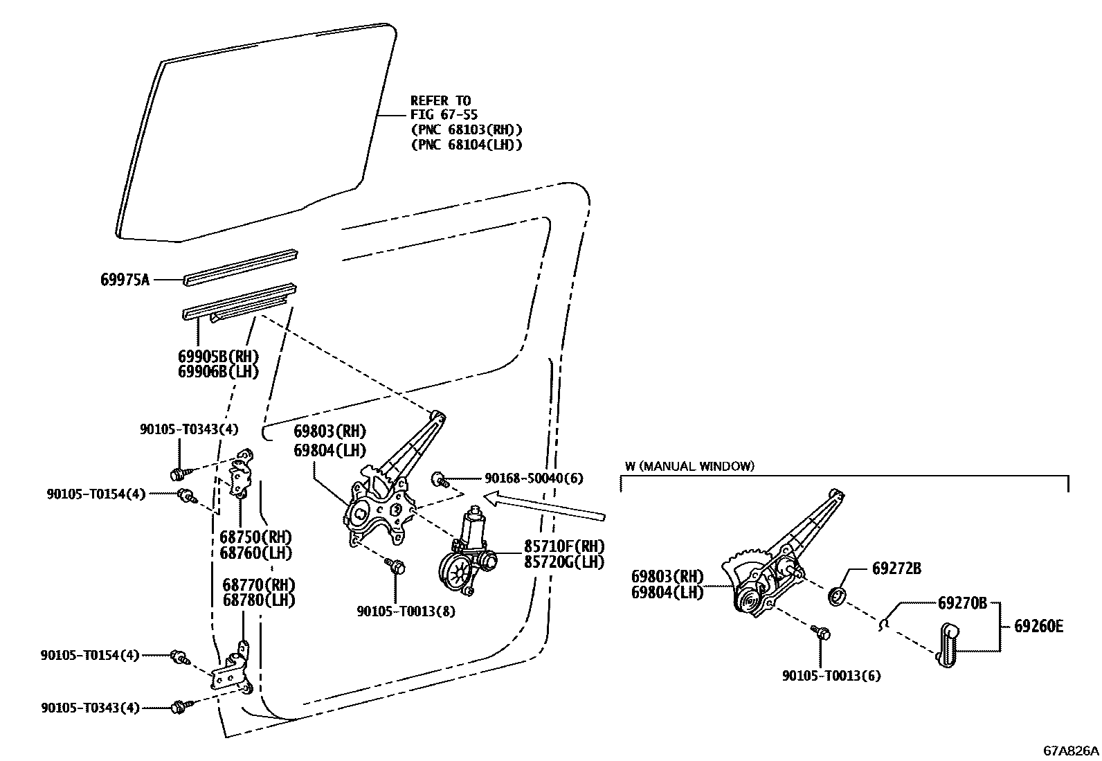 6757 — REAR DOOR WINDOW REGULATOR & HINGE