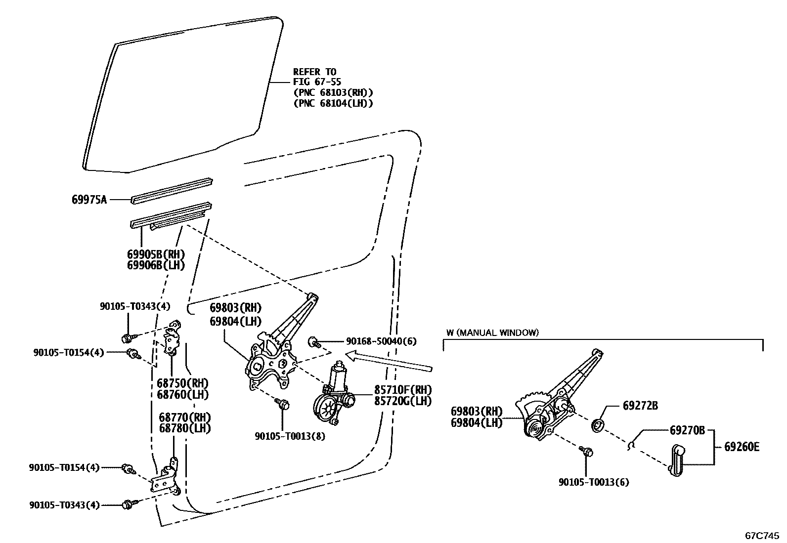 6757 — REAR DOOR WINDOW REGULATOR & HINGE