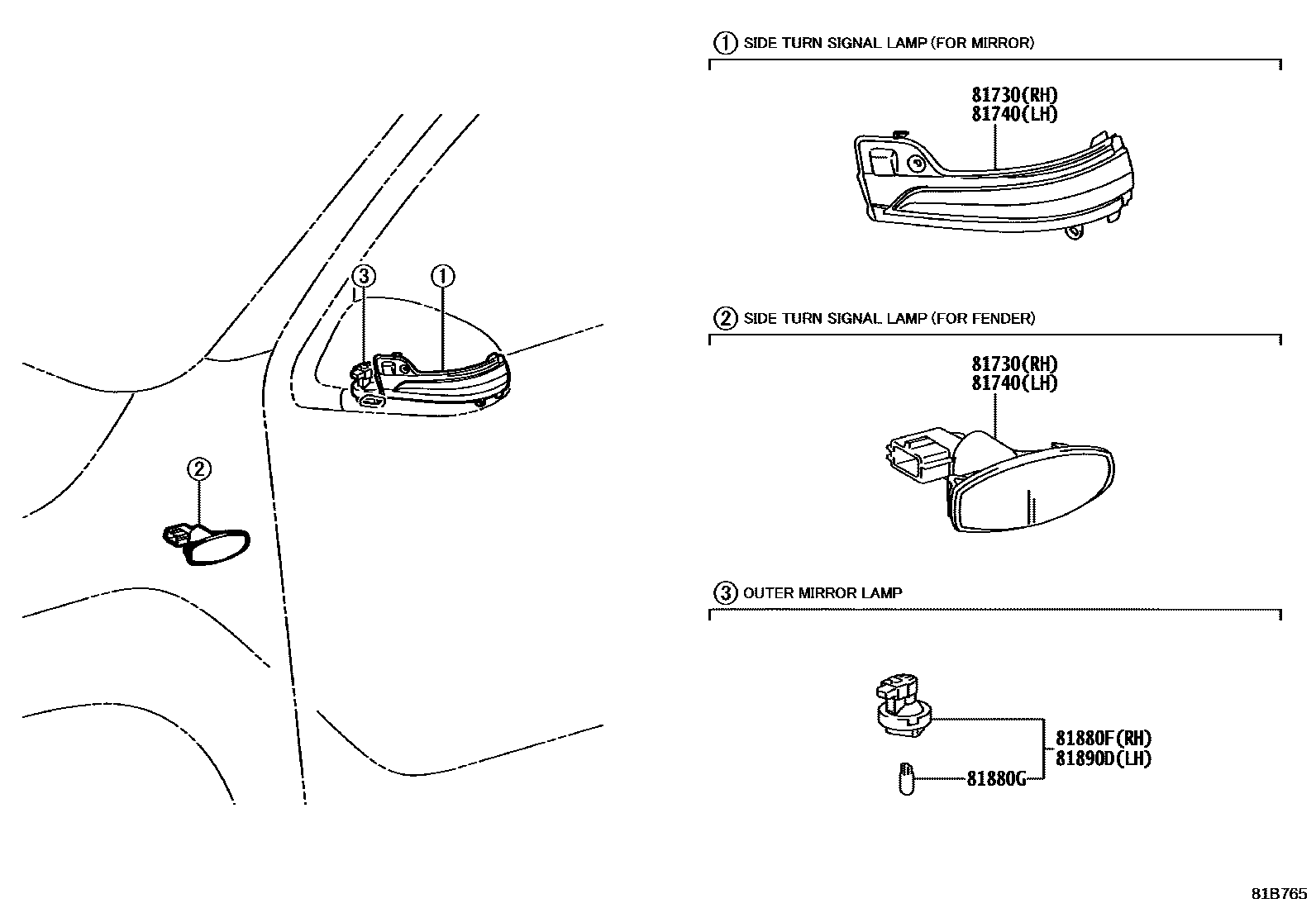 8106 — SIDE TURN SIGNAL LAMP & OUTER MIRROR LAMP