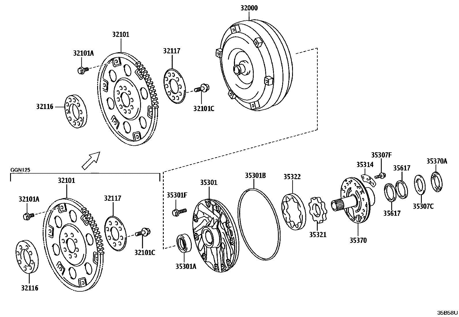 3502 — TORQUE CONVERTER, FRONT OIL PUMP & CHAIN (ATM)