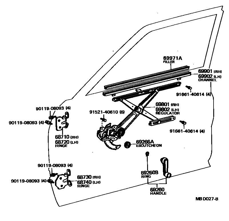 6754 — FRONT DOOR WINDOW REGULATOR & HINGE