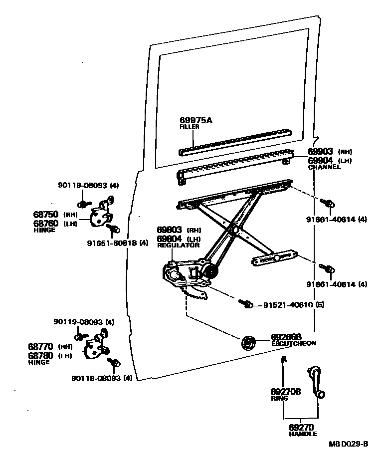 6757 — REAR DOOR WINDOW REGULATOR & HINGE