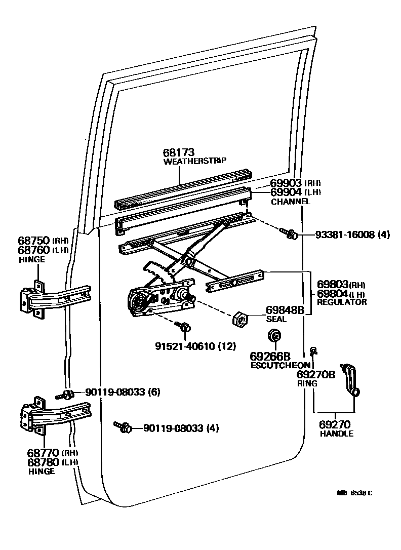 6757 — REAR DOOR WINDOW REGULATOR & HINGE