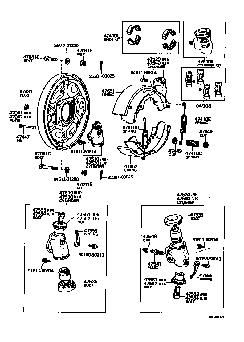 4704 — FRONT DRUM BRAKE WHEEL CYLINDER & BACKING PLATE