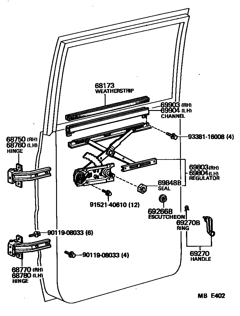 6757 — REAR DOOR WINDOW REGULATOR & HINGE