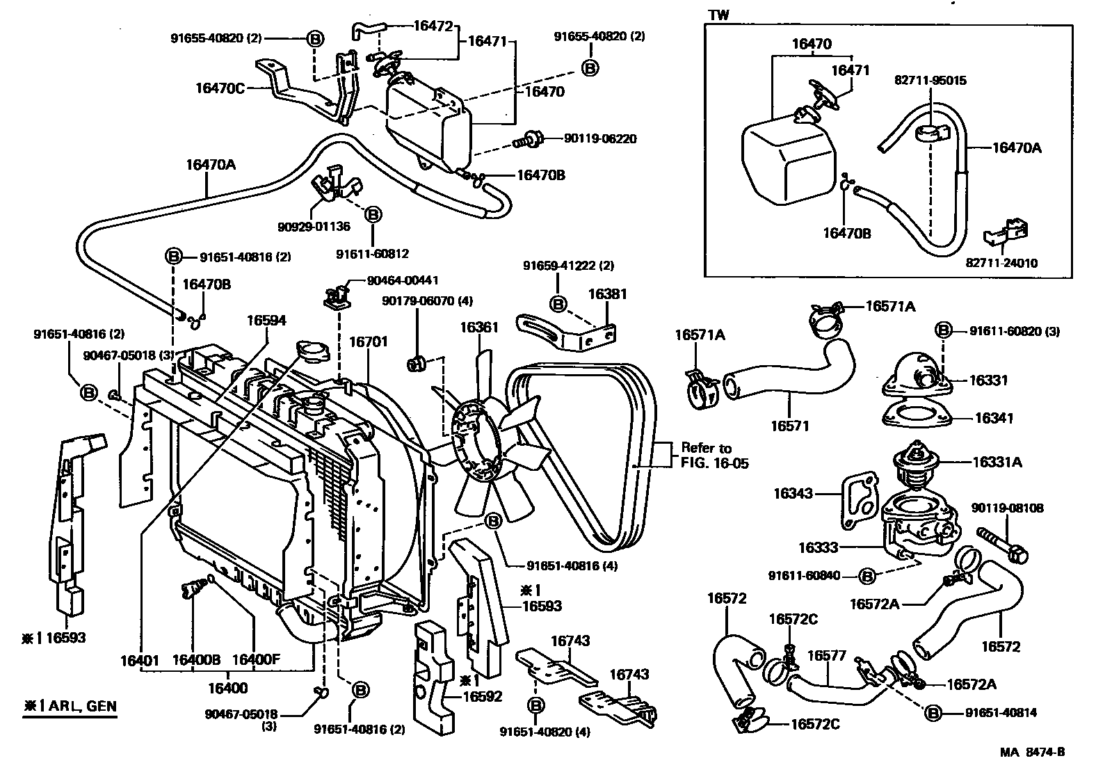 1603 — RADIATOR & WATER OUTLET