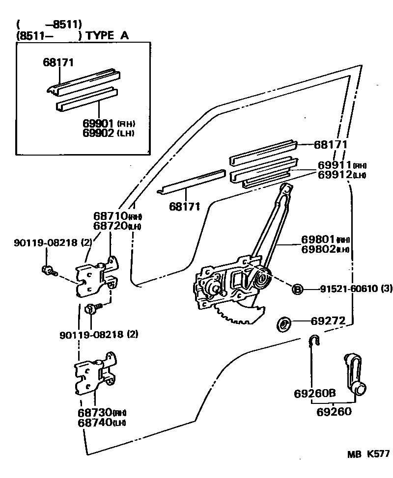 6754 — FRONT DOOR WINDOW REGULATOR & HINGE