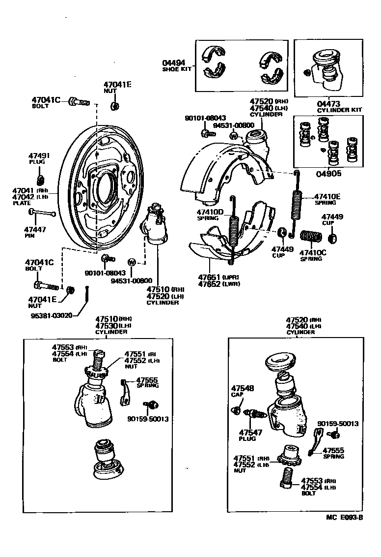 4704 — FRONT DRUM BRAKE WHEEL CYLINDER & BACKING PLATE