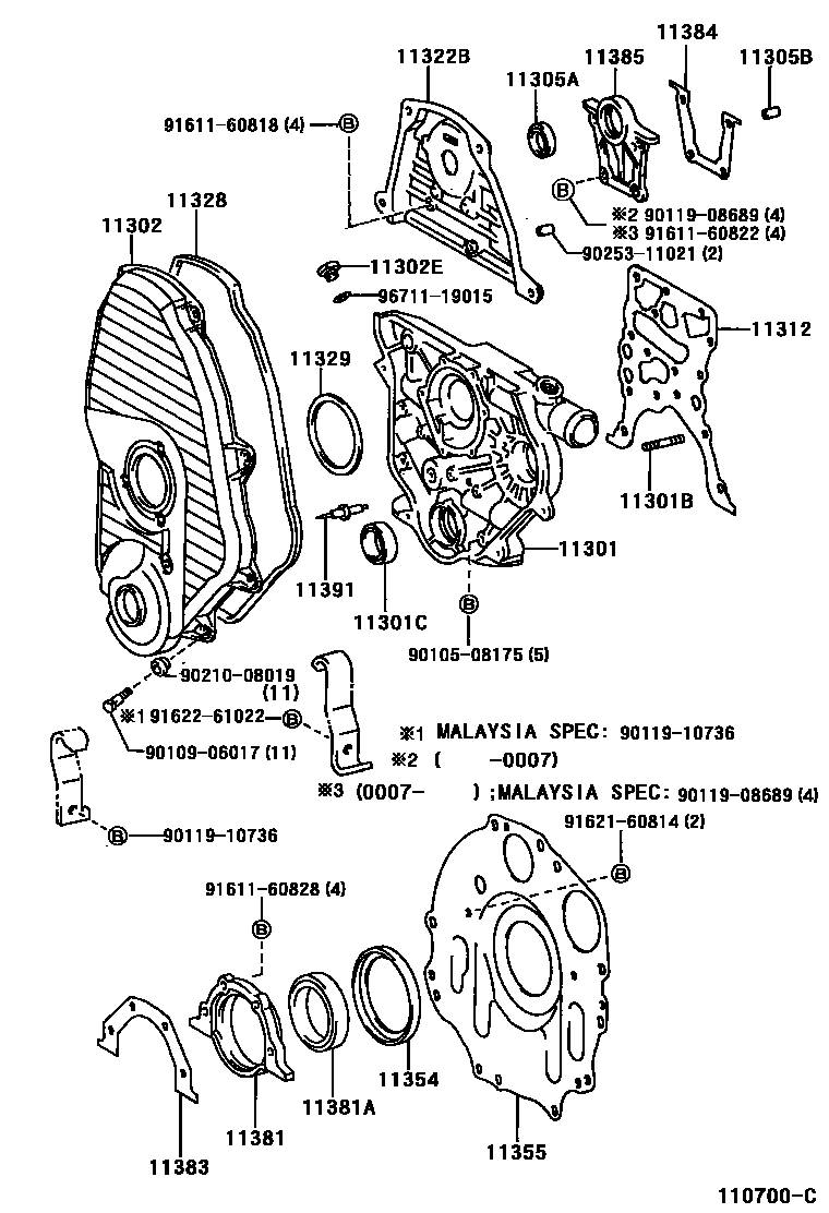 1106 — TIMING GEAR COVER & REAR END PLATE