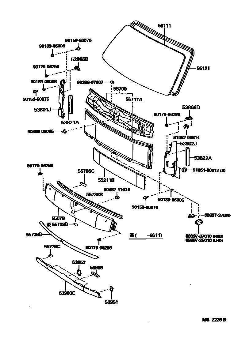 5554 — FRONT PANEL & WINDSHIELD GLASS