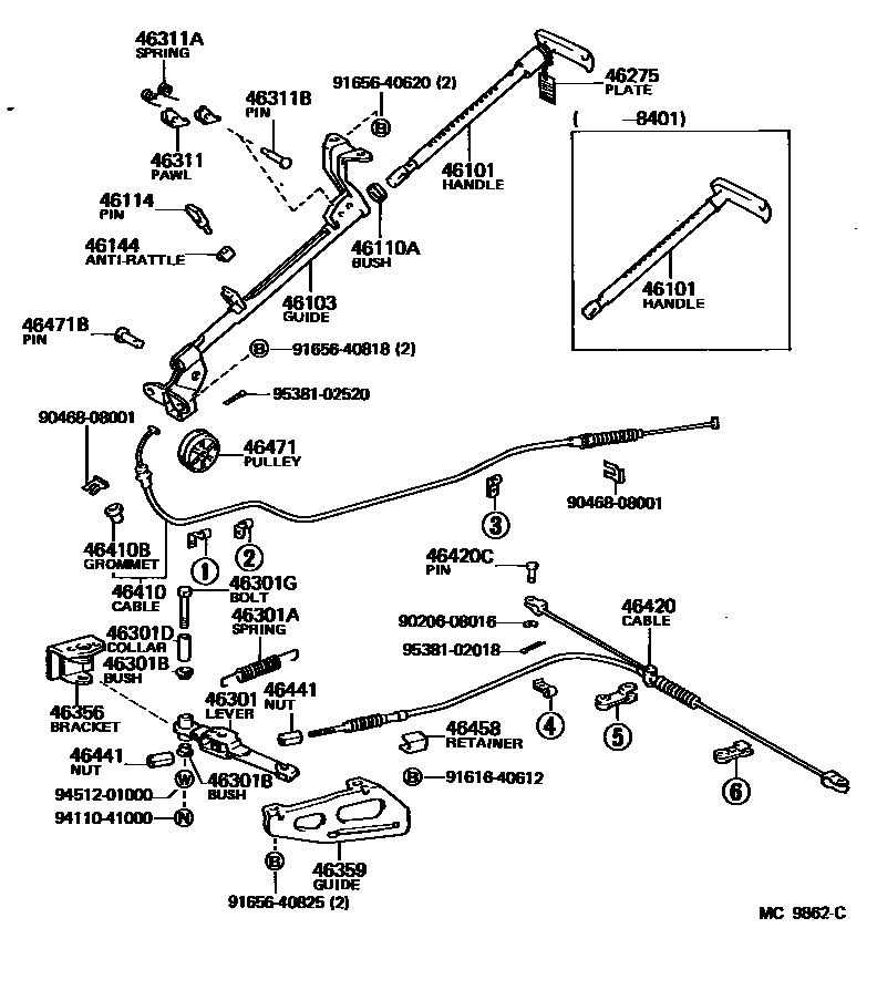 4601 — PARKING BRAKE & CABLE