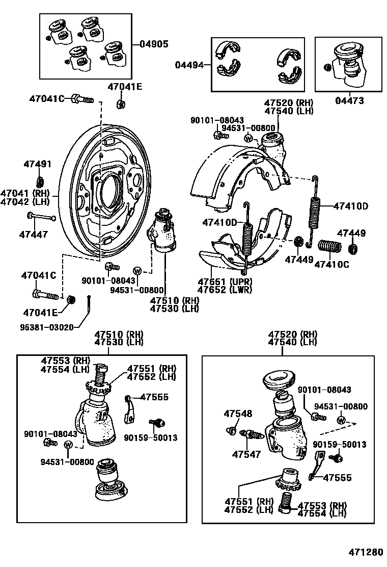 4704 — FRONT DRUM BRAKE WHEEL CYLINDER & BACKING PLATE